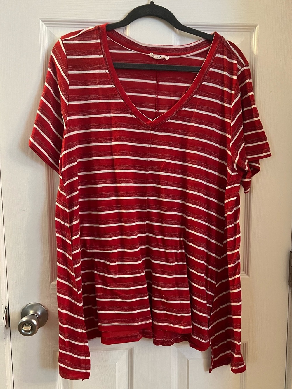 Jane and Delancey Red and White Striped Top